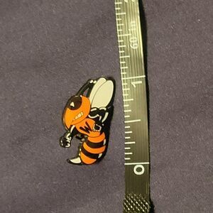 WAYNESBURG UNIVERSITY YELLOW JACKET MASCOT PIN.